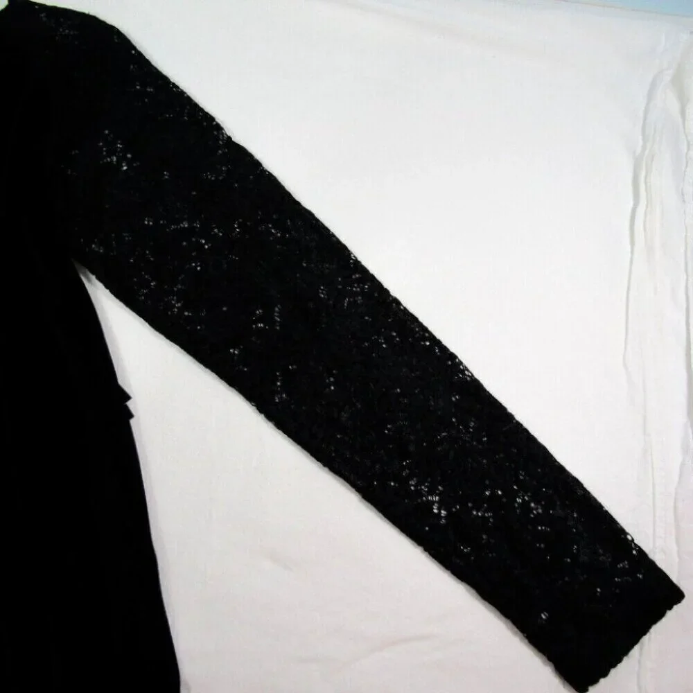 Cowgirl Tuff Black Velvet Long Lace Sleeve Top Womens Size L Velour New Tag - Picture 5 of 10